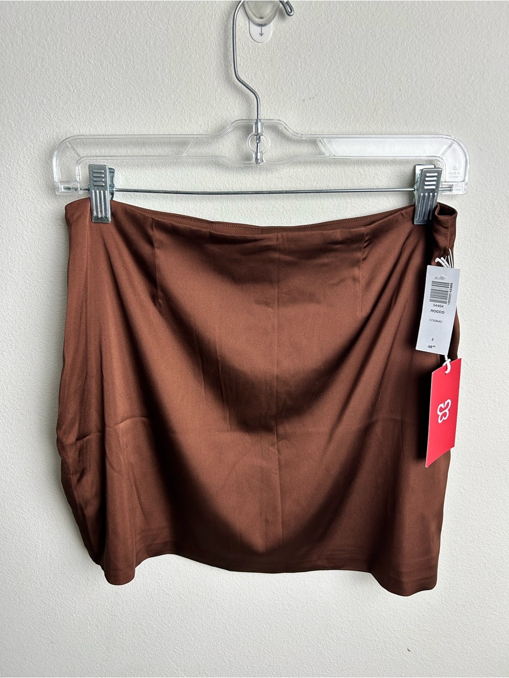 Sunday Best by Aritzia NWT Rocco Satin Mini Skirt Cognac Fall Size 8 - Picture 10 of 10